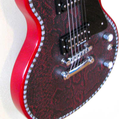 Custom Designed & Crafted  RED LP SPECIAL STYLE RED SNAKE TOLEX W/HEMALYKE STONES & WHITE QUARTZ STONES SERIAL #047 -2024 image 2