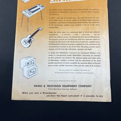 1955 Rickenbacker Catalog Case Candy Brochure Combo 600 and 800 image 2