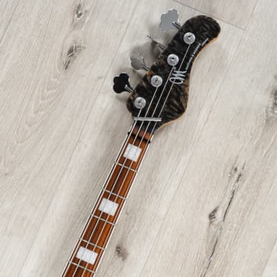 Mint Mayones Jabba Custom BB 4 Bass, Buckeye Burl Master Grade, Antique Black Satine image 8