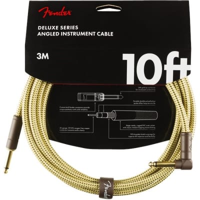 Fender Deluxe Instrument Cable, Angled/Straight, 3m/10ft, Tweed for sale