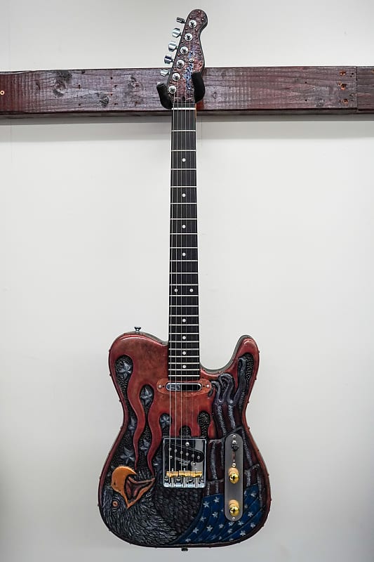 AIO Custom Art Electric Guitar - American Eagle w/Gator Hard Case image 1