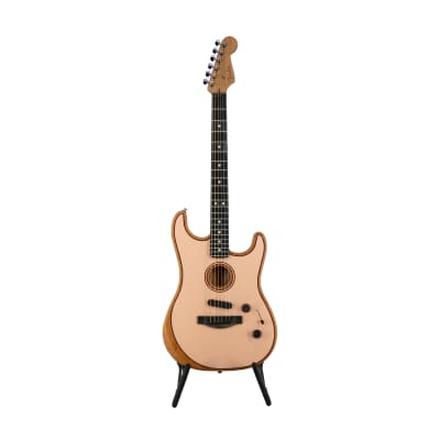 Fender FSR American Acoustasonic Stratocaster Guitar w/Bag, Ebony FB, Shell Pink for sale