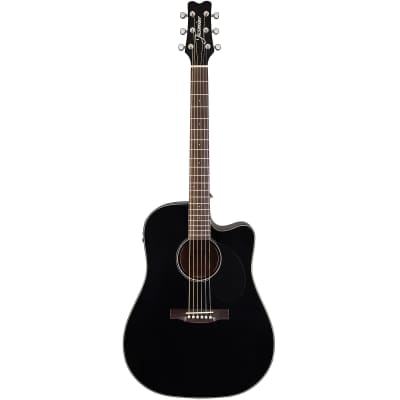 Jasmine JD39CE-BLK Dreadnought Cutaway Spruce Top 6-String Acoustic-Electric Guitar w/Hardshell Case image 6