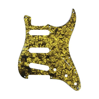 D'Andrea 4-Ply11-Hole SSS Stratocaster Pickguard Gold Pearl for sale