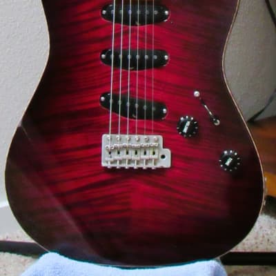 Eggle 96 Drop Top S/S/S Wide Burgundy Flame Master Grade Neck *Ships from USA* for sale