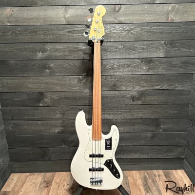 Fender Player Jazz Bass Fretless 4 String MIM Electric Bass Guitar White w/ Gig bag image 12