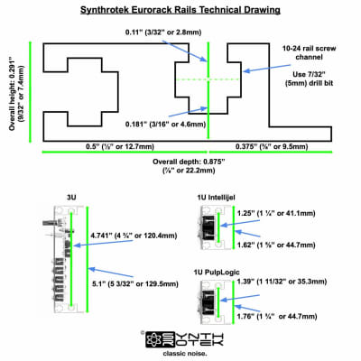 Synthrotek Eurorack Rails - 168HP, 3mm Threaded Nut Strips - Modular Case Hardware image 5