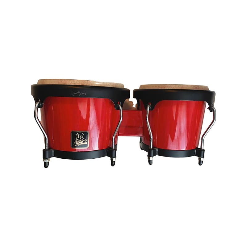 LP Aspire Handcrafted Wooden Red and White Bongos | Reverb