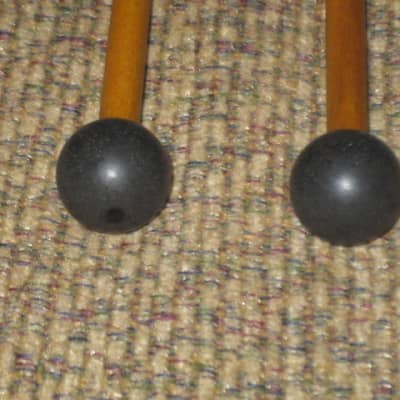 one pair new old stock A+ Mike Balter MB10AB (10AB) Hard Keyboard Mallets, 7/8" phenolic (plastic) round HEADS and natural birch HANDLES - mid to late 1990s (+ packaging) Unwound Series image 3