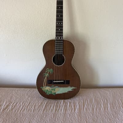 1920 Stromberg Voisinet Mahogany Parlor Acoustic Guitar 1920s. Fully Restored. Big V Neck. for sale