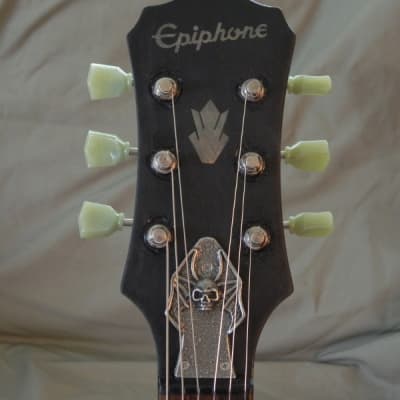 Steampunk Skull Epiphone SG G-400 Guitar Hand sculpted top hand made metal skull parts rings knobs image 9