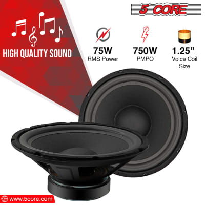 5 Core 10 Inch Subwoofer Speaker • 750W Peak • 8 Ohm Replacement DJ Pro Audio Bass Sub Woofer • w 1.25" Voice Coil • 23 Oz Magnet- WF 10120 8OHM image 7