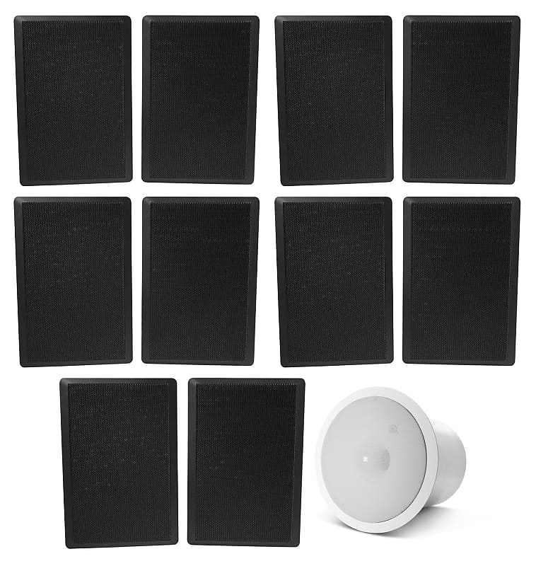10) Rockville ROCKSLIM BLACK 240w Slim Home Theater Wall Speakers+JBL Subwoofer  			