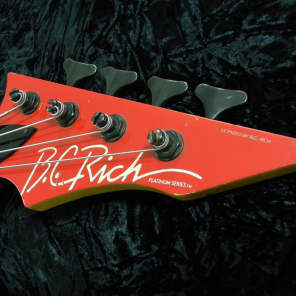 BC RICH Vintage 1989 Virgin Bass Guitar Platinum Series Ferrari Red Maple Neck image 12