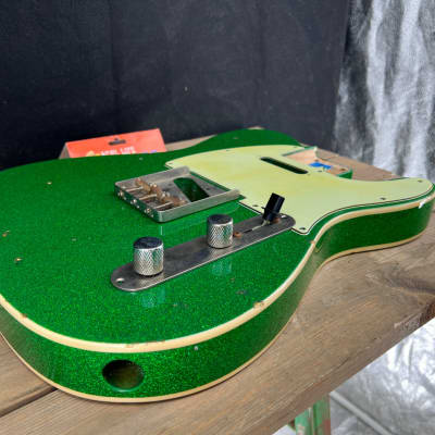 Real Life Relics  Tele® Telecaster® Body Double Bound Aged Green Flake Sparkle #4 image 4