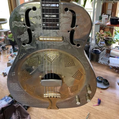 Dean RESCG Folk Series Thin Body Resonator with Electronics 2010s - Chrome/Gold for sale