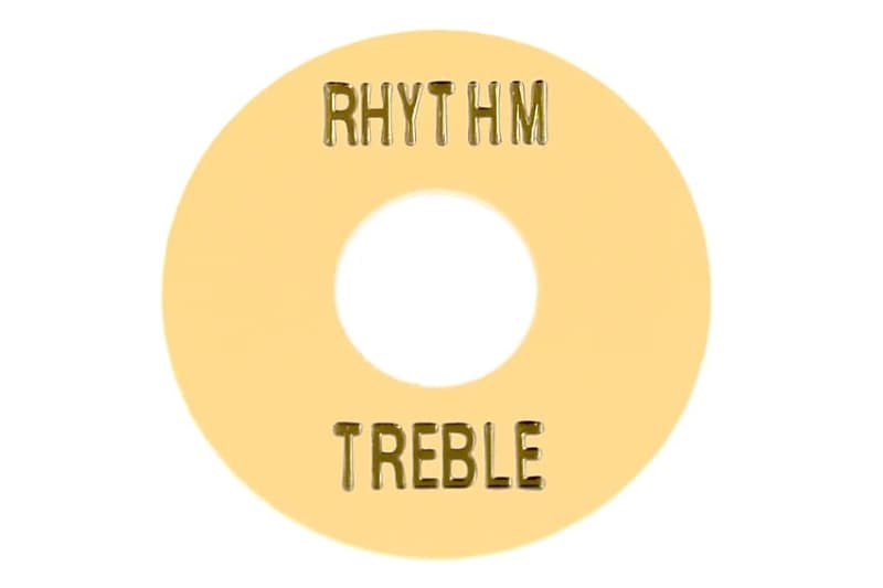 Allparts AP-0663-028 Rhythm and Treble Switch Ring Cream w/Gold Lettering image 1