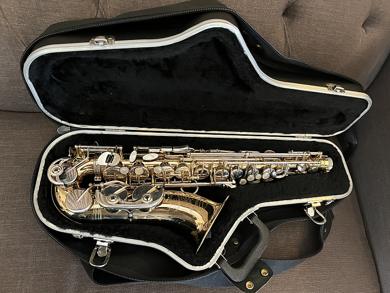 Guardala Pro-Custom Alto Sax 401CL mid-90s - Clear Lacquer Over Goldbrass with Triple Silver Plated Keys image 1