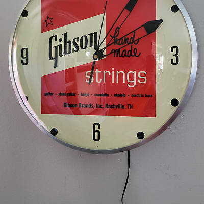 60's Style Gibson Guitars Round Light Up Clock Killer Cool Man Cave/Garage Accessory image 1