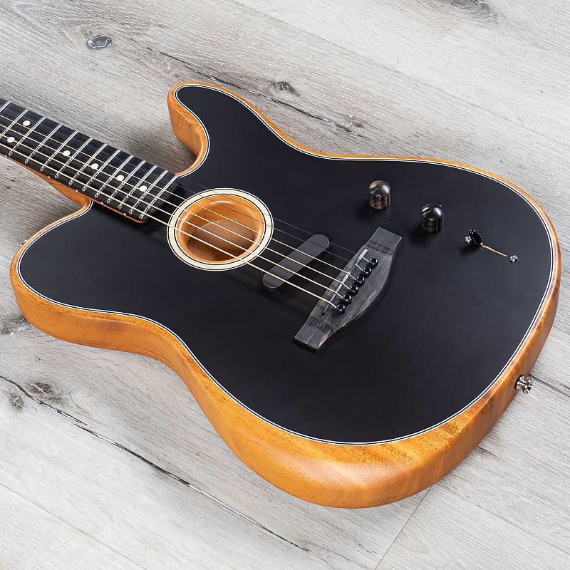 Fender American Acoustasonic Telecaster Electric Acoustic Guitar, Black image 1