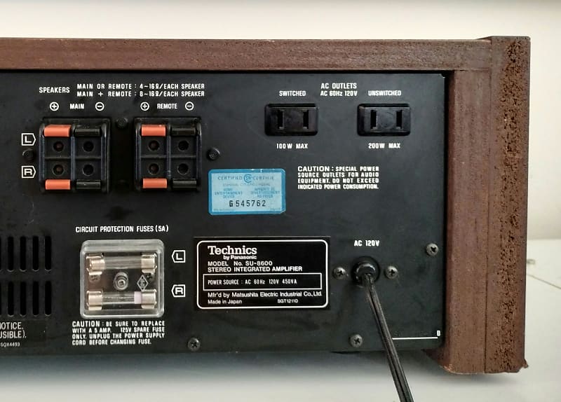 Technics SU-8600 ステレオインテグレーテッドアンプ Technics SU-8600の仕様 テクニクス