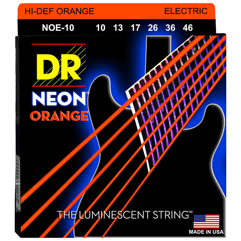 DR Strings NOE-10 NEON Orange Coated Electric Medium 10-46 image 1