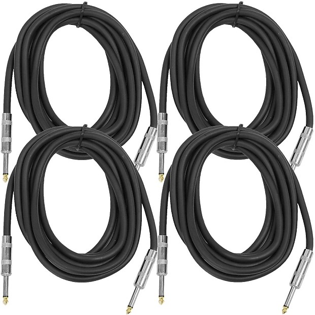 Seismic Audio FS10-4PACK 1/4" Male TS to 1/4" Male TS Speaker Cable - 10' (4-Pack) image 1