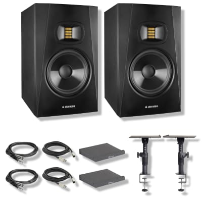 Adam Audio T7V Studio Monitor (Pair) with Frameworks Isolation Pads, Hosa Interconnect Cables, XLR Cables and Clamp-On Studio Monitor Stands image 4