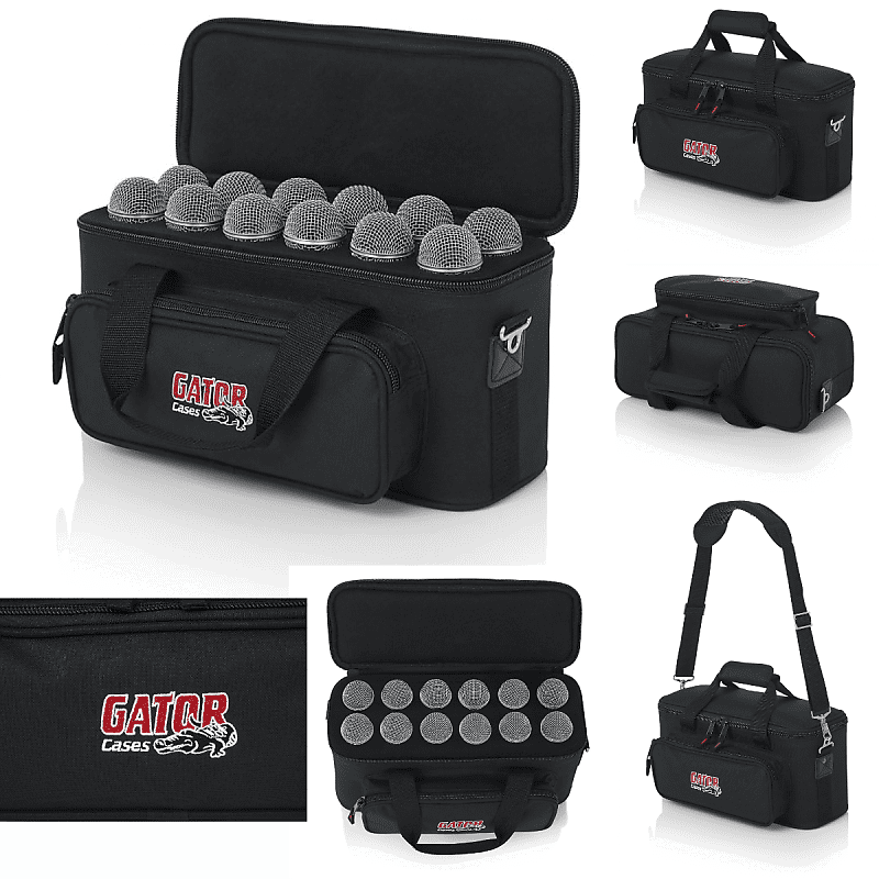 NEW Gator GM12B Padded 12x Microphone Bag Reverb