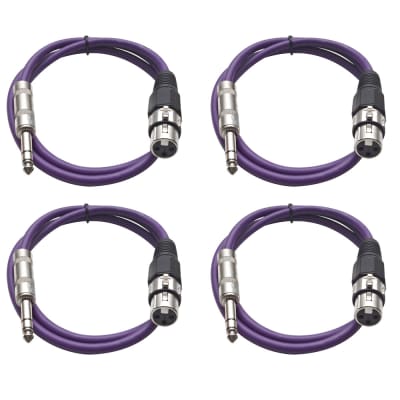 4 Pack of 1/4 Inch to XLR Female Patch Cables 3 Foot Extension Cords Jumper - Purple and Purple image 1