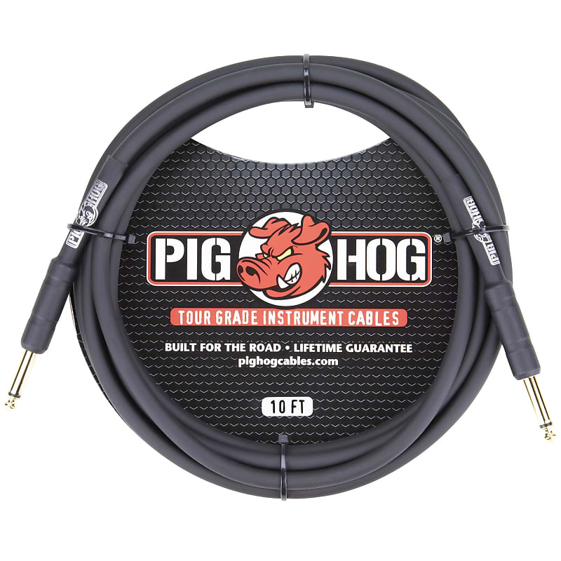 Pig Hog PH10 10ft 1/4" - 1/4" 8mm Instrument Cable for Guitar, Bass, Keyboard image 1