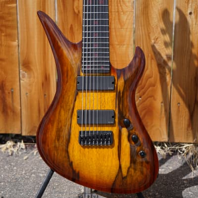 Schecter USA Custom Shop Masterworks Avenger Trans Amber Burst 8-String Guitar w/ Tolex Case image 4