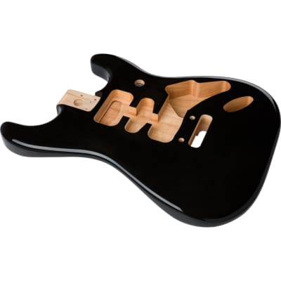 Genuine Fender Deluxe Series Stratocaster HSH Alder Body 2 Point Bridge Mount, Black image 2