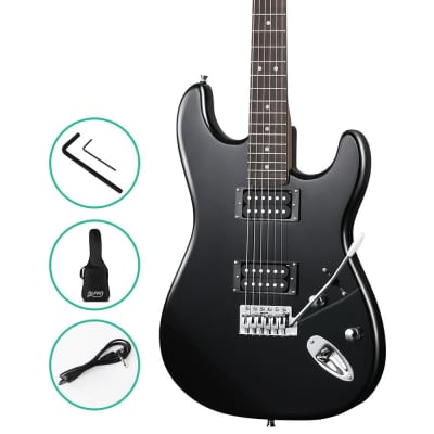 ALPHA Electric Guitar with Gig Bag Black image 1