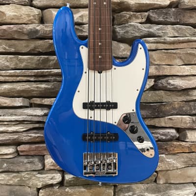 Fender American Standard Jazz Bass V Fretless Conversion 1995 - Electric Blue image 2
