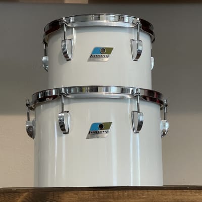 1970's Ludwig 10" & 12" White Cortex 3-Ply Concert Toms image 1