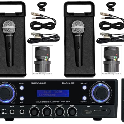 Rockville BLUAMP 100 Home Stereo Bluetooth Amplifier with USB/RCA Out+(2) Mics image 1
