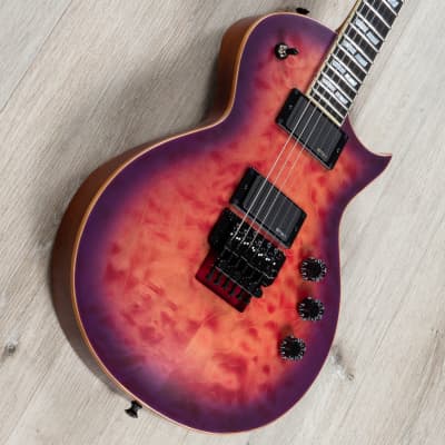 ESP USA Eclipse FR Guitar, Floyd Rose, EMG 81-X / 85-X, Quilt Cranberry Burst image 2