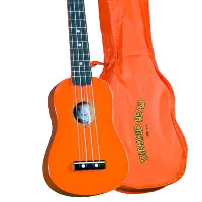 Diamond Head DU-103 4-String Soprano Ukulele, Uke with Gig Bag - Orange image 5