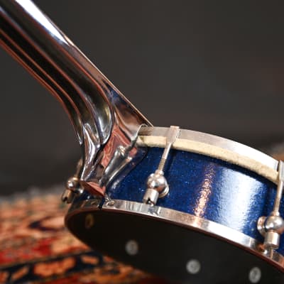 1950s - 1960s Werco Chrome Blue Sparkle Banjo Ukulele Banjolele 21" - Excellent! imagen 2