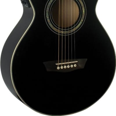 Wahsburn Festival EA10B Petite Jumbo Cutaway Acoustic-Electric Guitar - BLACK image 1