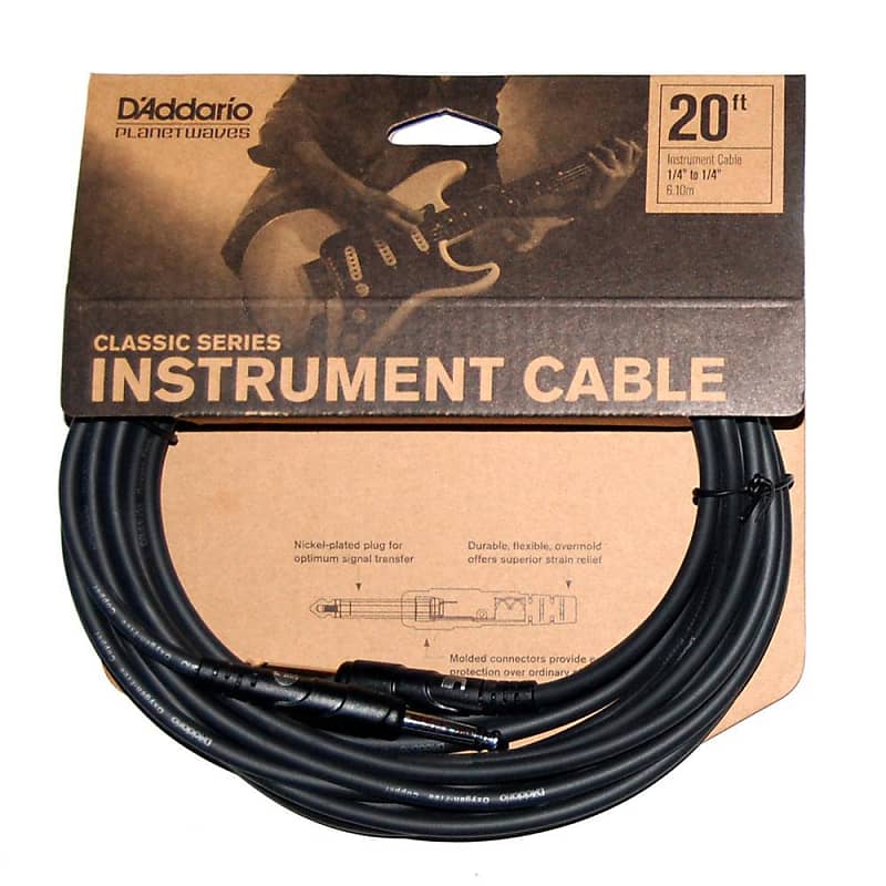 D'Addario Planet Waves 20' Classic Series Instrument Cable- Straight- Straight image 1