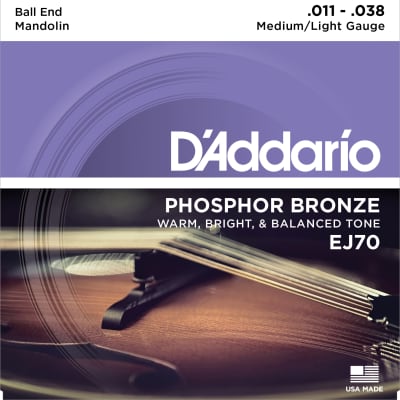 D'Addario EJ70 Phosphor Bronze Mandolin Strings Ball End  Medium/Light 11-38 image 2