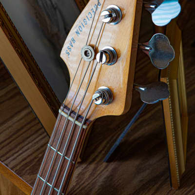 Left Handed rare Fender Precision Bass 1977-78 Walnut Mocha w Fender case completely original image 3