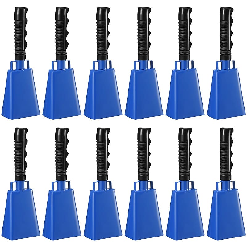 2 Pack Large Blue Metal Cowbells Noise Makers for Football Games - 9 Inch  Hand Percussion Instrument with Handles for Sporting Events, Graduations,  Stadiums