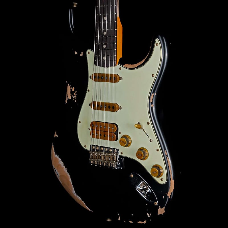 Fender Custom Shop Alley Cat Stratocaster 2.0 Heavy Relic Rosewood Board HSS Vintage Trem Black image 1