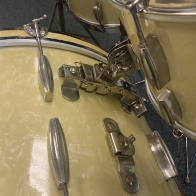 Slingerland Radio King 1948 WMP drum set 13/16/26/7x14, 6” and 8” bongos, cymbals, hardware, time capsule drum set image 10