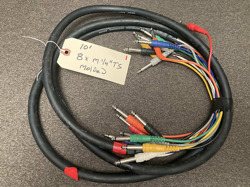 Hosa Molded 10' - 8 x 8 Male to Male 1/4" Multi-Cable - Color Coded image 1