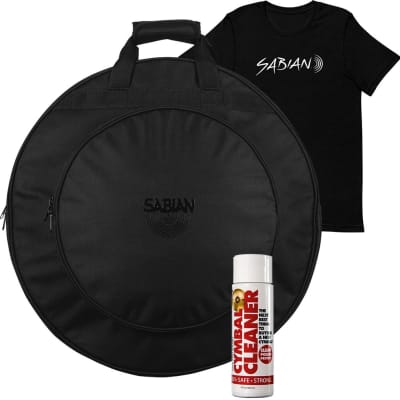 Sabian Quick 22 Cymbal Bag, Black, with Sabian T-Shirt (Large) and SC1 Cymbal Cleaner image 2