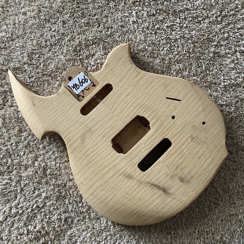 Solid Mahogany Wood Guitar Body with Tiger Maple Top Reverb